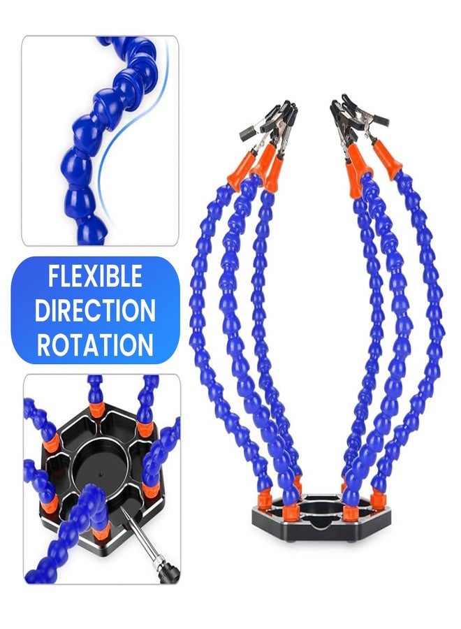 Serplex محطة لحام سلكية Serplex®، أداة مساعدة للحام، مزودة بستة أذرع مرنة بمشابك تمساح، وقاعدة معدنية من الألومنيوم، وحامل لوحة دوائر مطبوعة. - Image 5